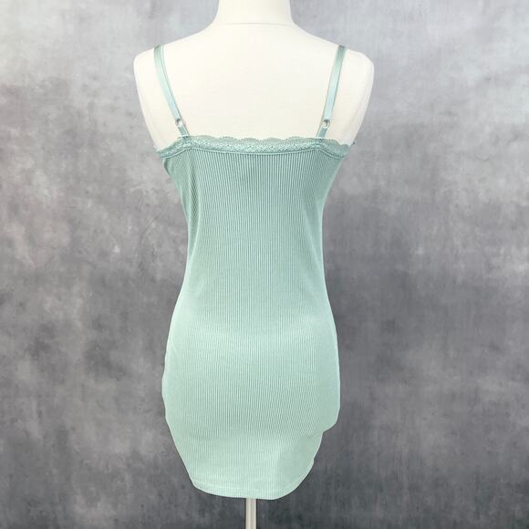H&M Divided‎ Womens Babydoll Slip Dress S Ribbed Lace Trim Y2K Noughties Revival - Picture 3 of 6